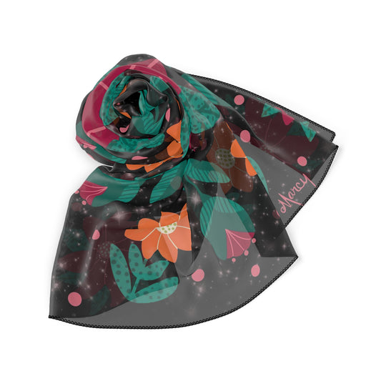 Pink and Orange Floral Square Scarf