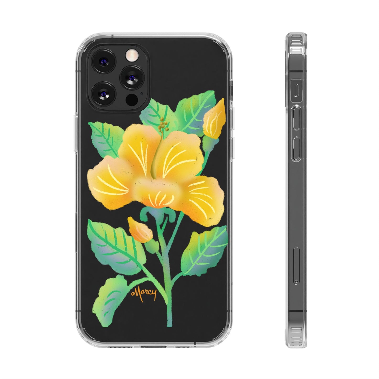 Yellow Hibiscus Blossom Clear Cases