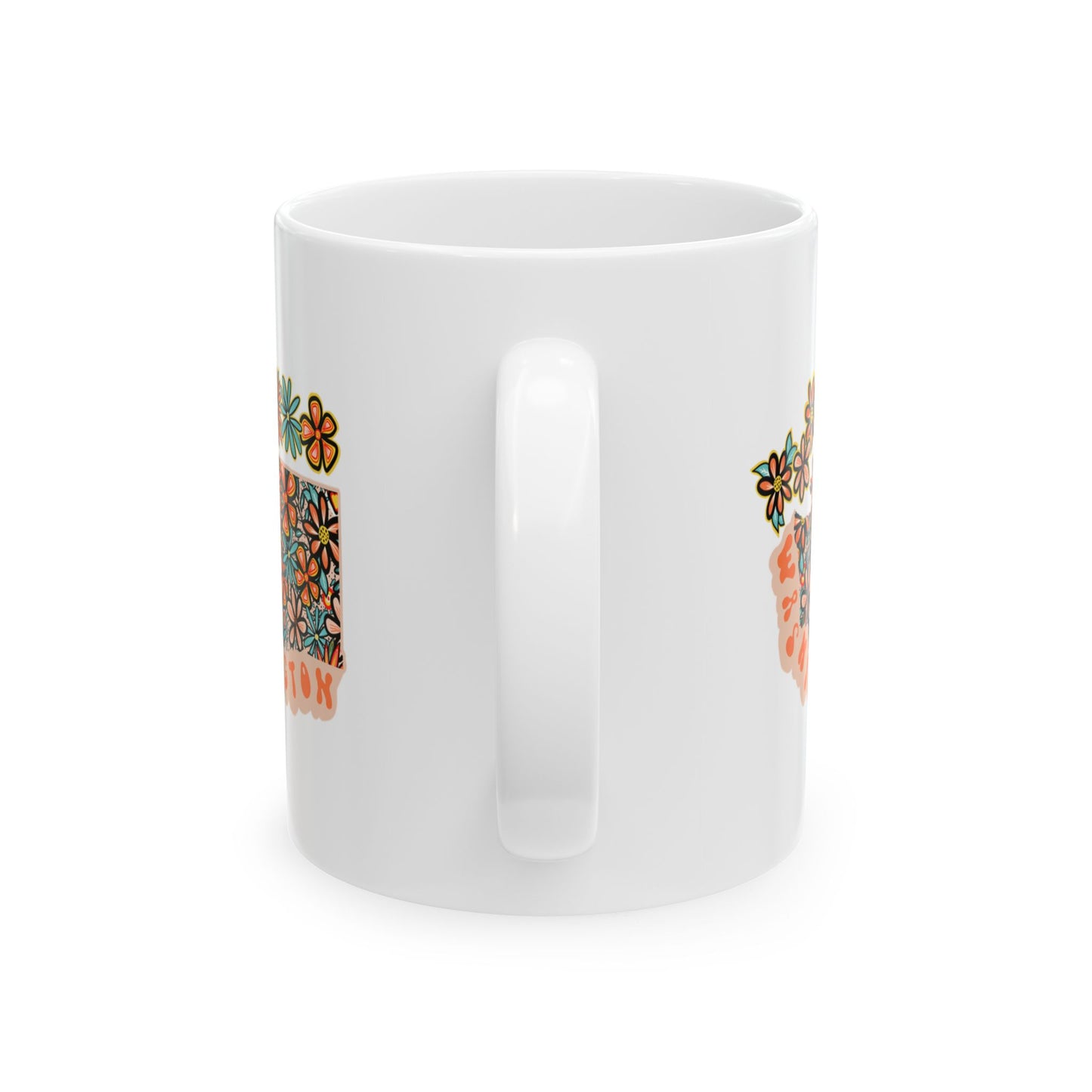 Retro 70s Flowers Washington Ceramic Mug 11 oz and 15 oz