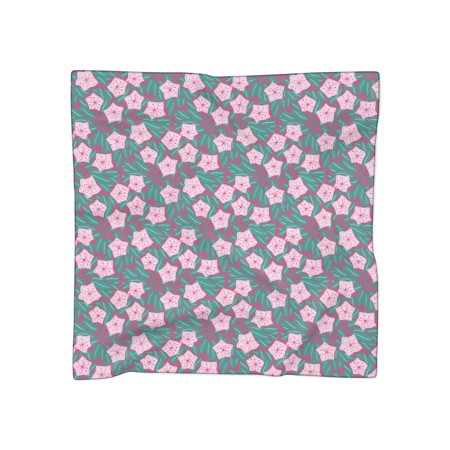 Pink Mountain Laurel Blossoms Square Scarf — Lightweight Botanical Pattern