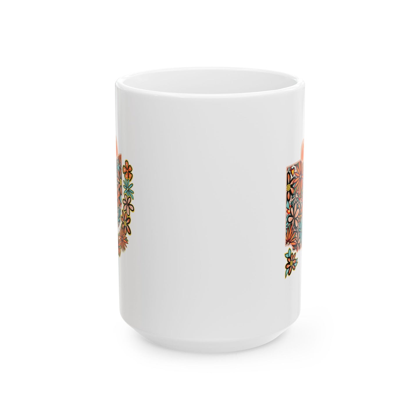 Retro 70s Flowers Ohio Ceramic Mug 11 oz and 15 oz