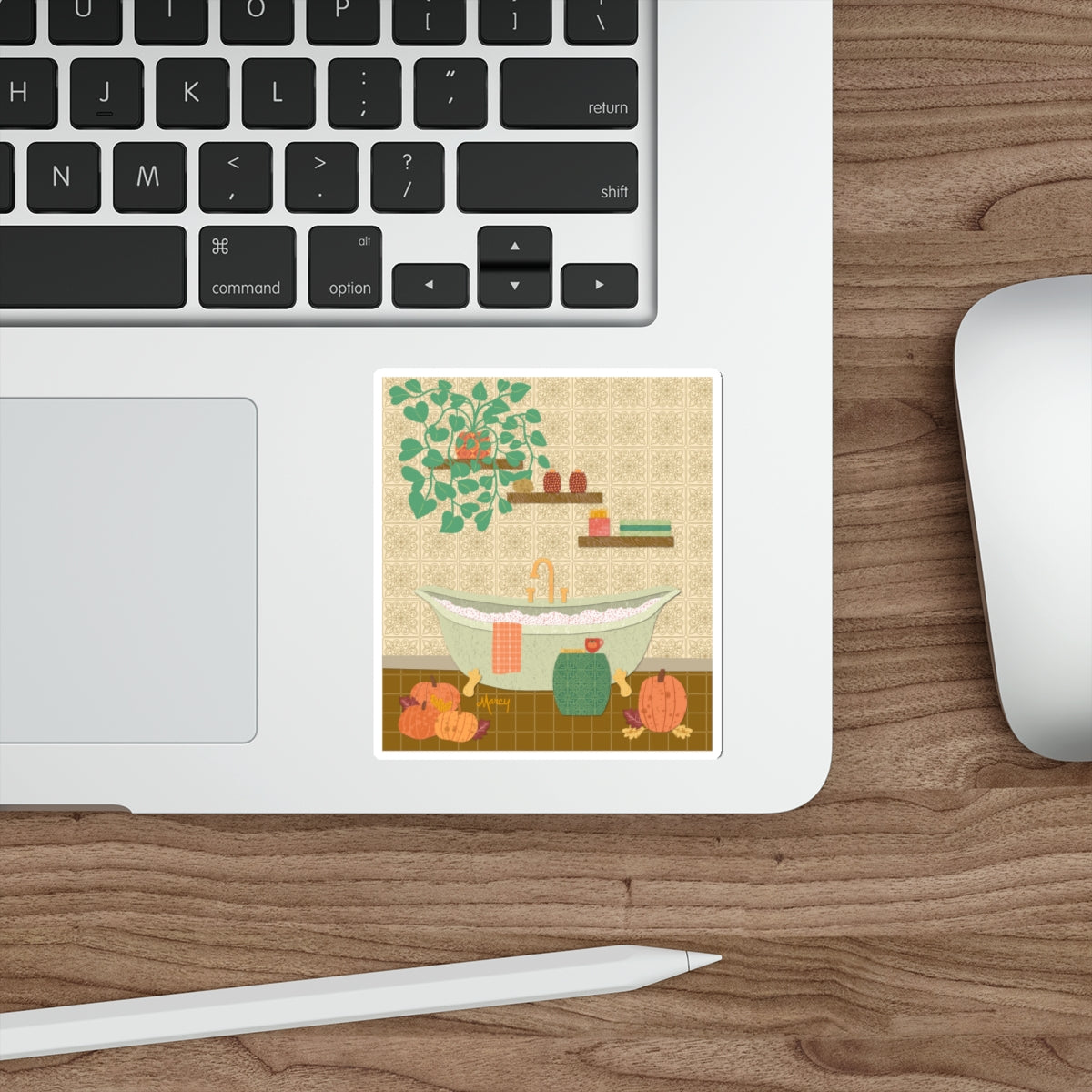 Autumn Bath Retreat Collage Die Cut Sticker
