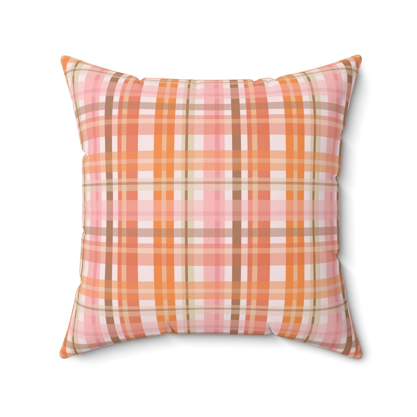 Soft Autumn Plaid Spun Polyester Square Pillow