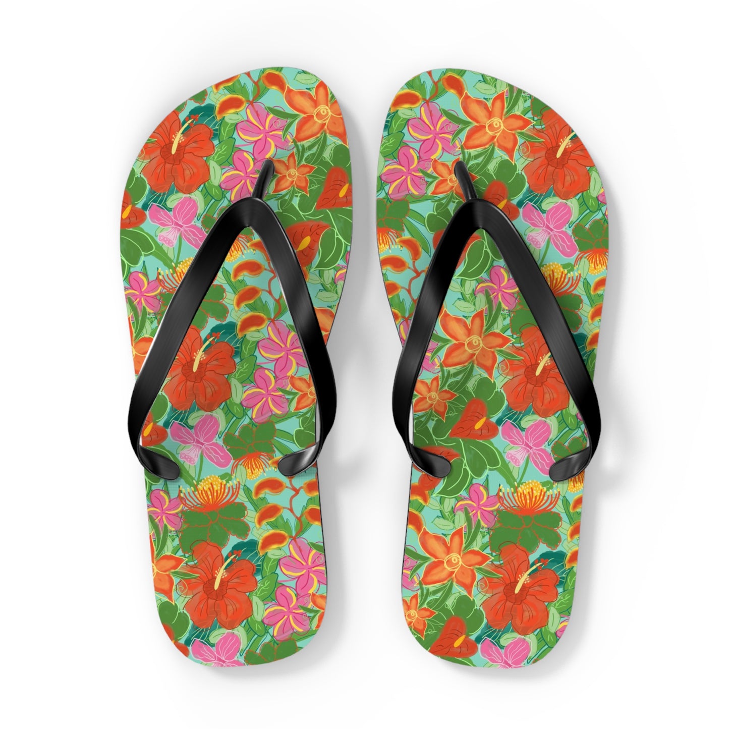 Tropical Flowers Flip Flops