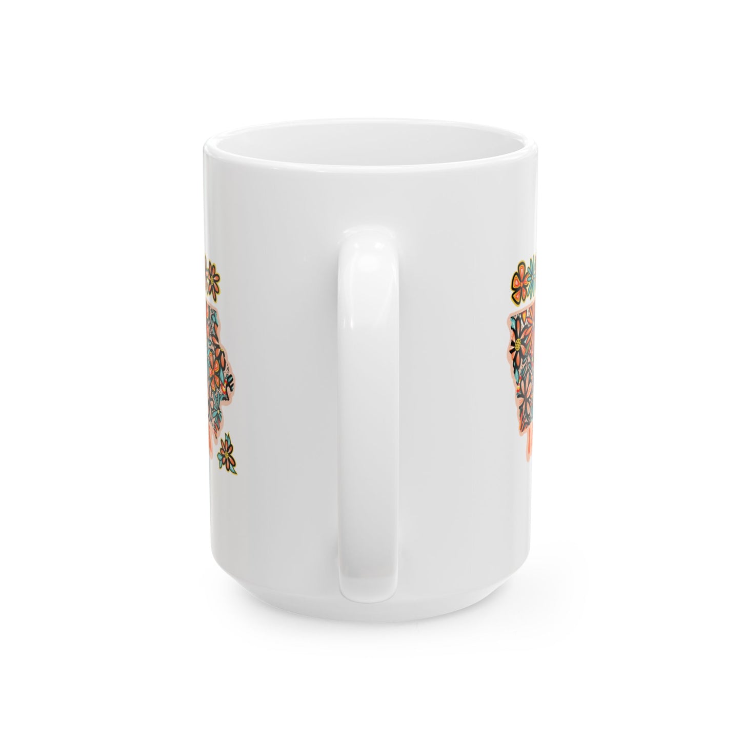 Retro 70s Flowers Iowa Ceramic Mug 11 oz and 15 oz