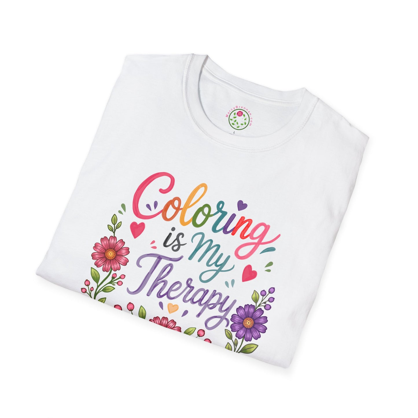 Coloring Is My Therapy T-Shirt — Floral Adult Coloring Hobby Tee