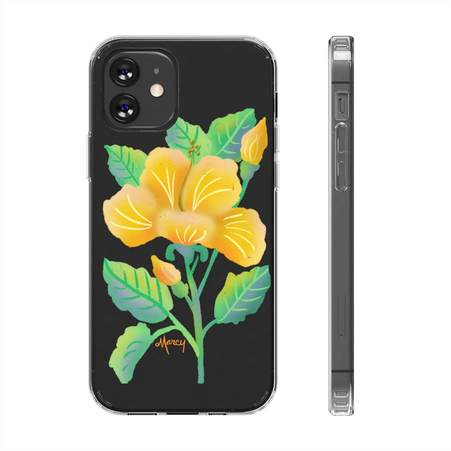 Yellow Hibiscus Blossom Clear Cases