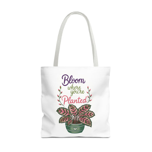 Bloom Where You’re Planted Tote Bag — Potted Monsterra Spiritual Tote