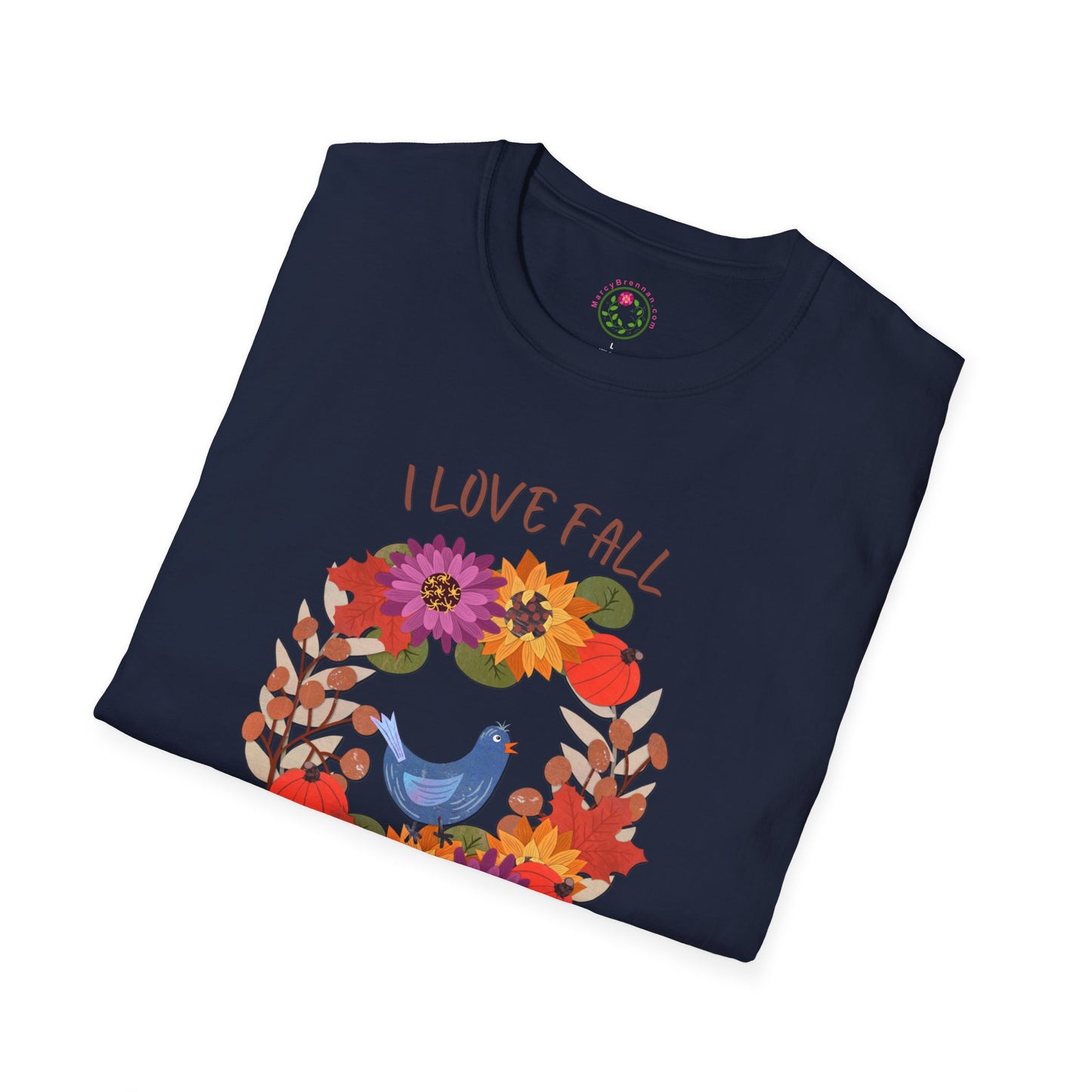 I Love Fall Most of All Autumn Wreath Collage Softstyle T-Shirt