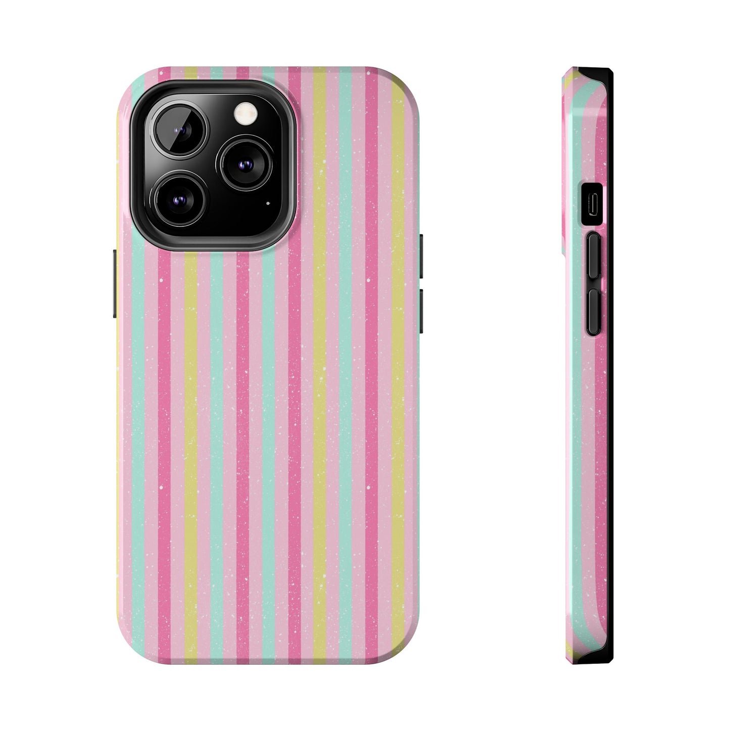 Pastel Christmas Stripes on Pink Tough Phone Cases