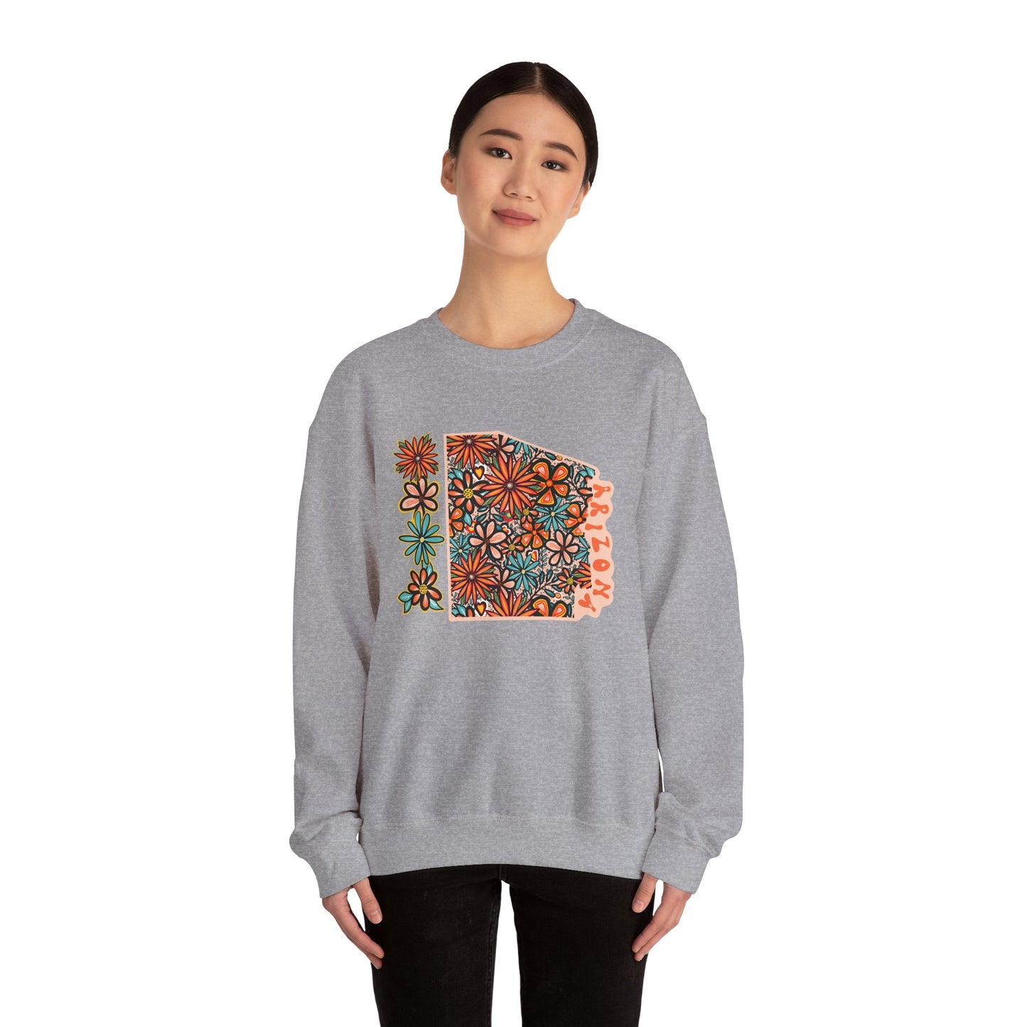 Retro 70s Flowers Arizona State Design — Heavy Blend™ Crewneck Sweatshirt