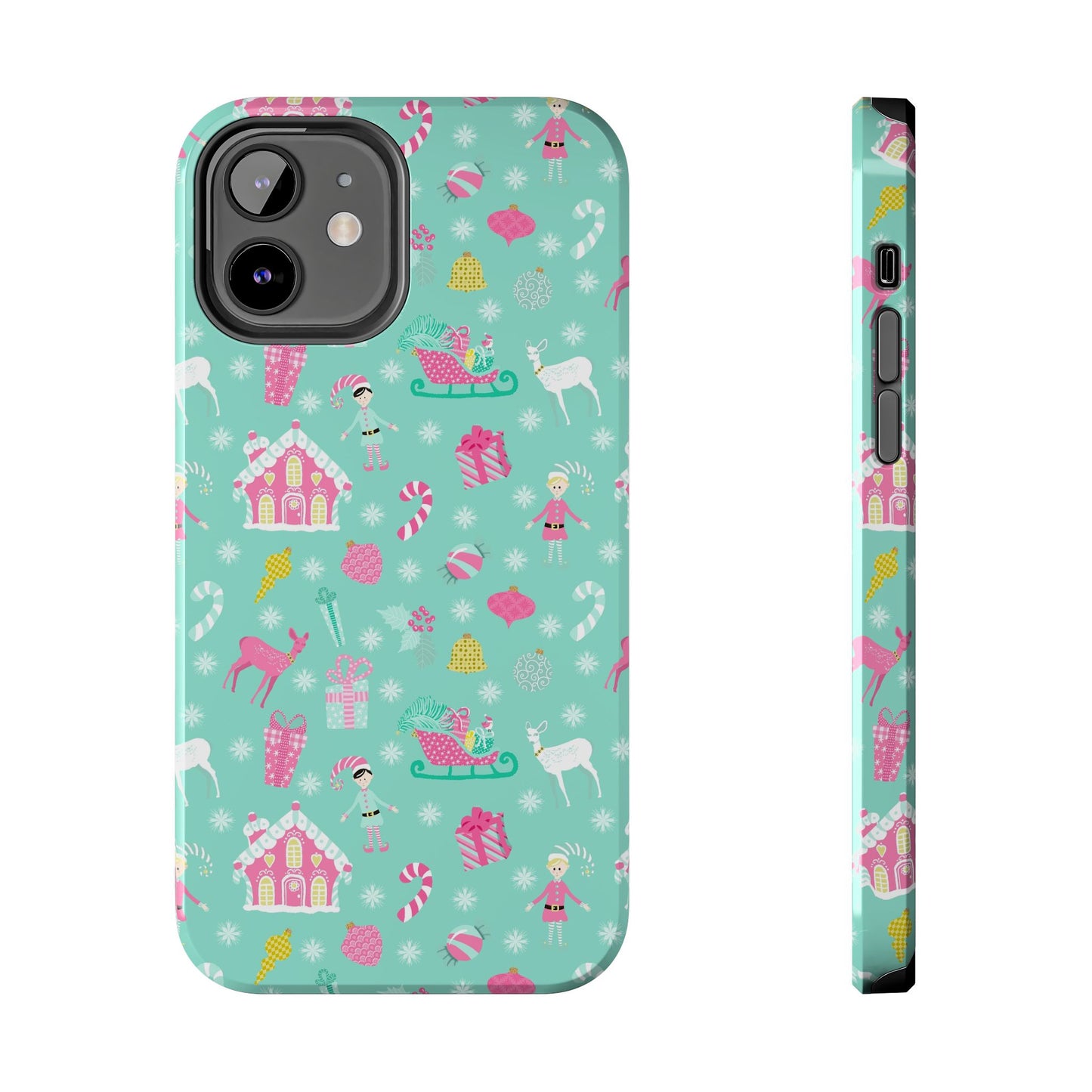 Pastel Christmas on Turquoise Tough Phone Cases