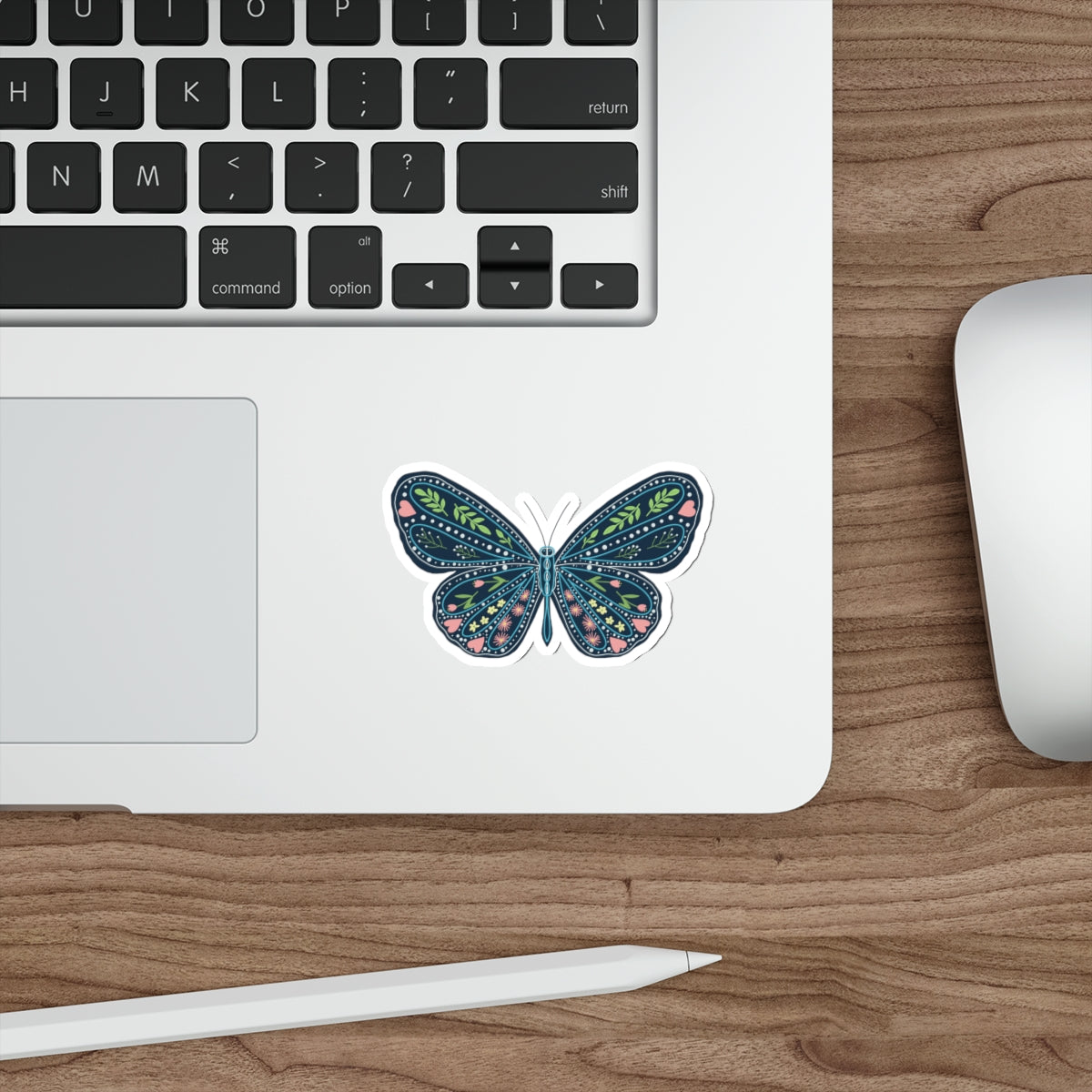 Folk Art Butterfly Die Cut Sticker