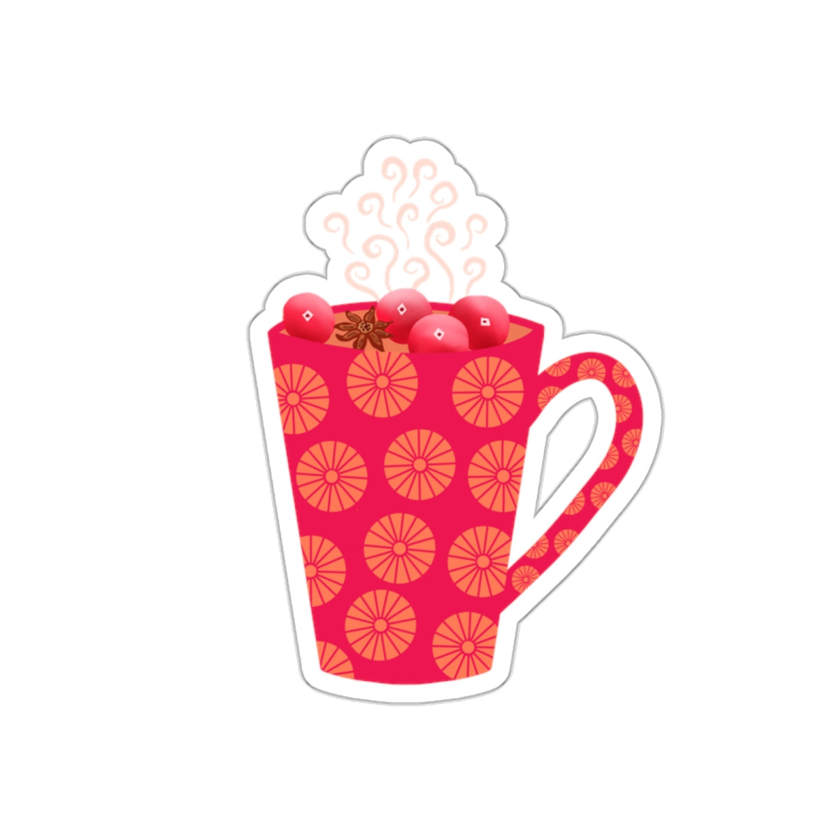 Hot Cranberry Tea Cozy Mug Die Cut Sticker