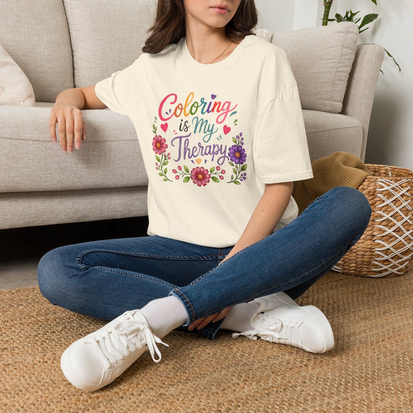 Coloring Is My Therapy T-Shirt — Floral Adult Coloring Hobby Tee