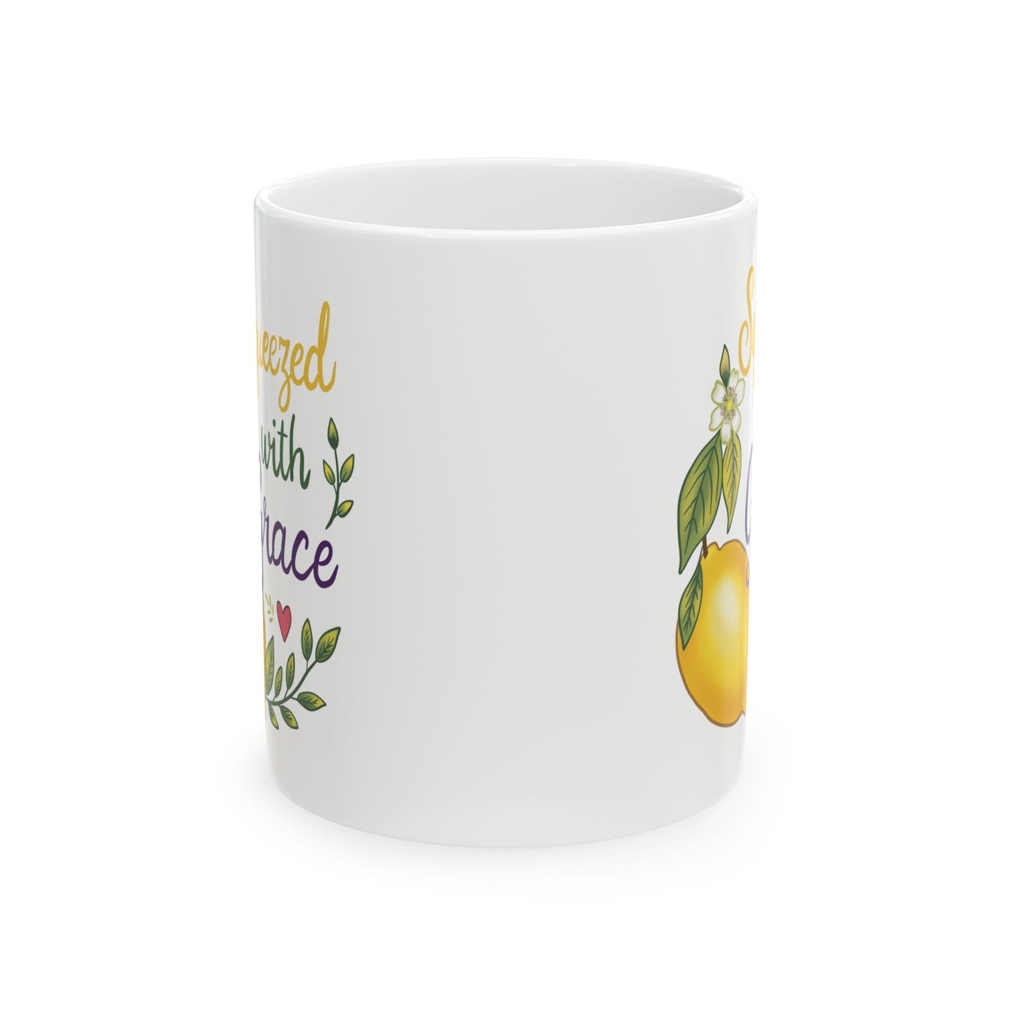 Squeezed With Grace Ceramic Mug — Botanical Coffee Tea Cup (11oz & 15oz)