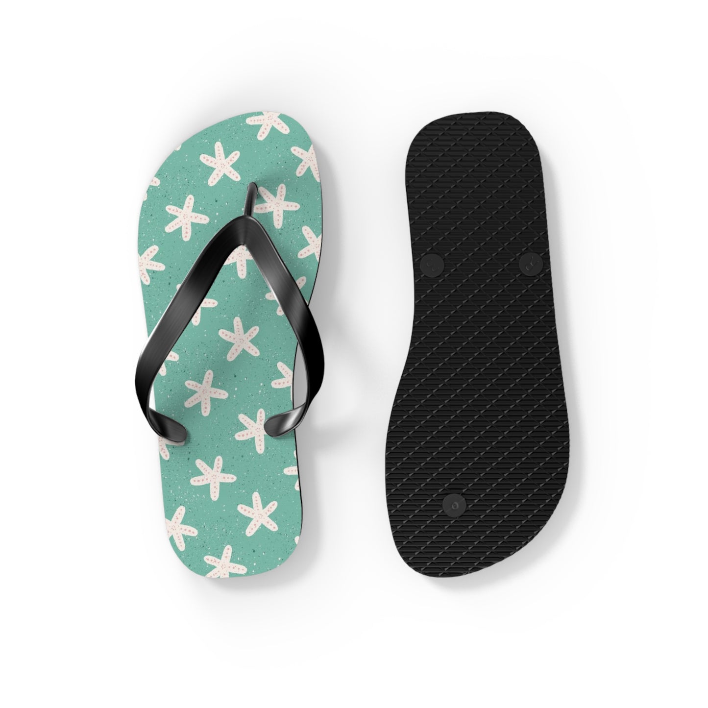 Starfish on Sea Green Flip Flops