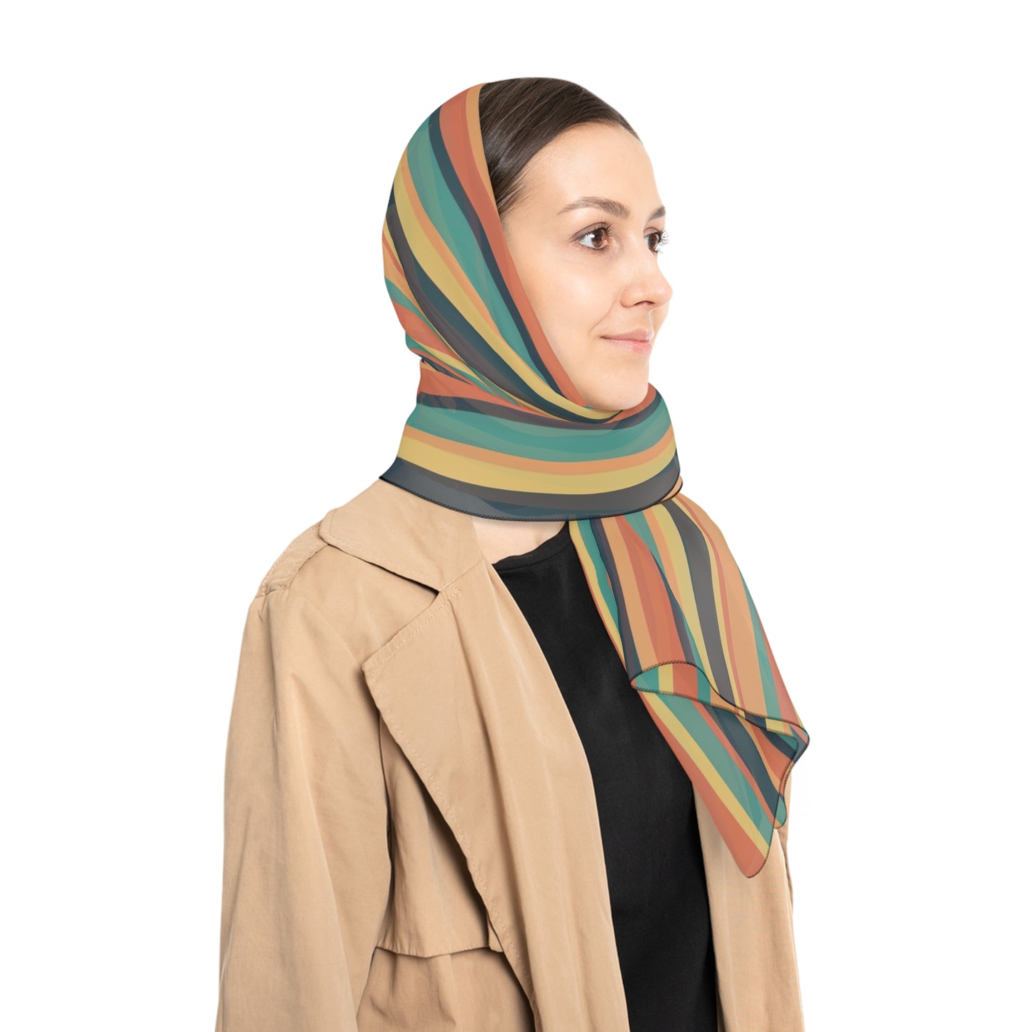 Sunbaked Stripes Square Poly Scarf