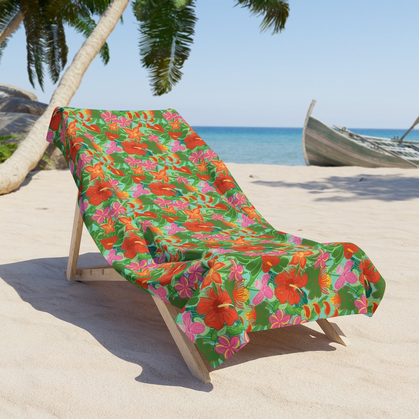 Tropical Flowers Beach Towel