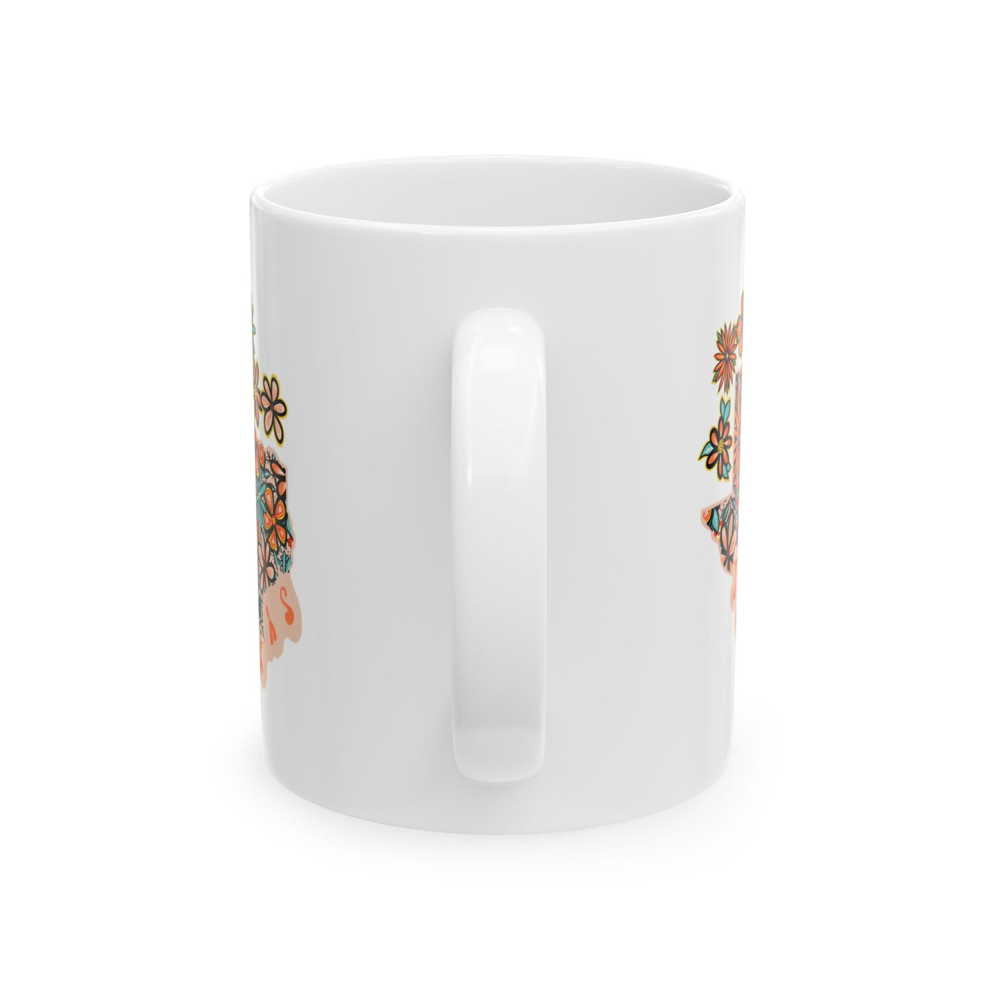 Retro 70s Flowers Texas Ceramic Mug 11 oz and 15 oz