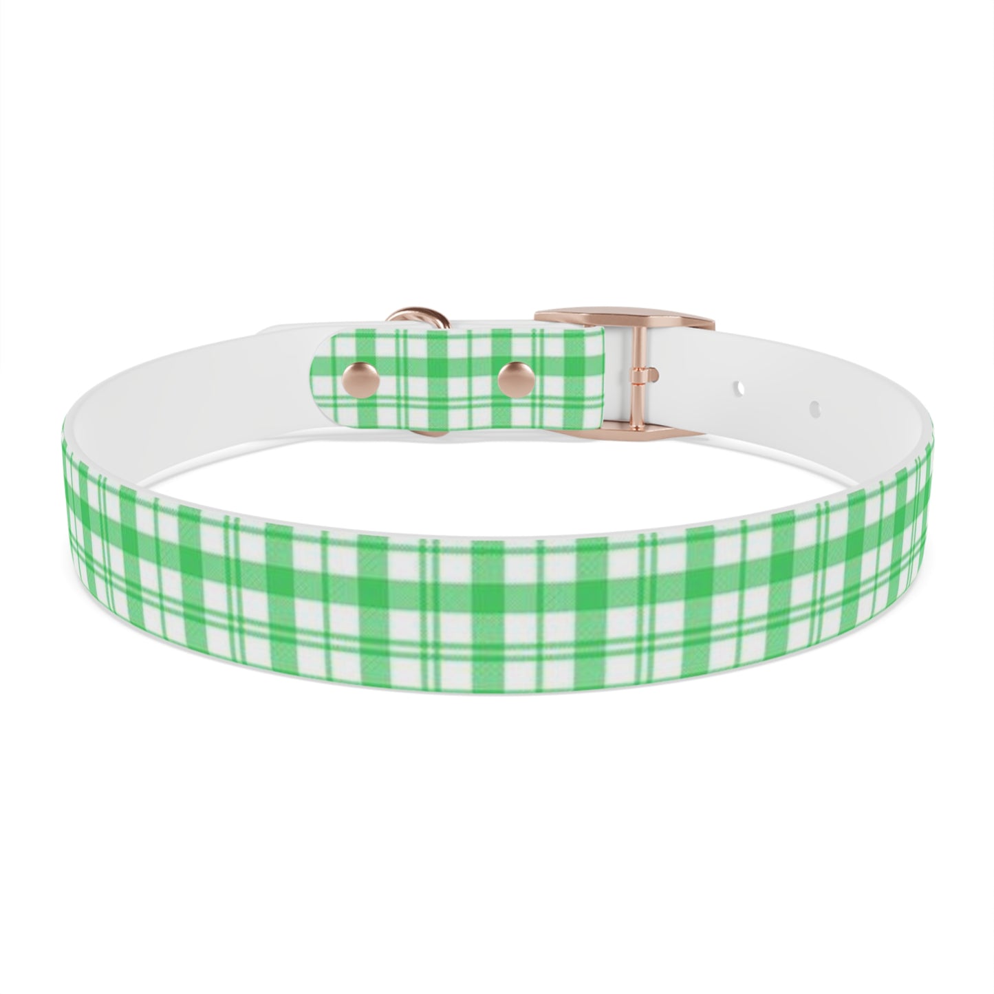 Green and White Plaid Dog Collar