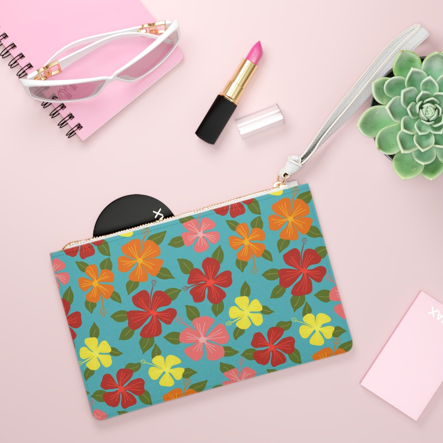 Retro Hibiscus Clutch Bag