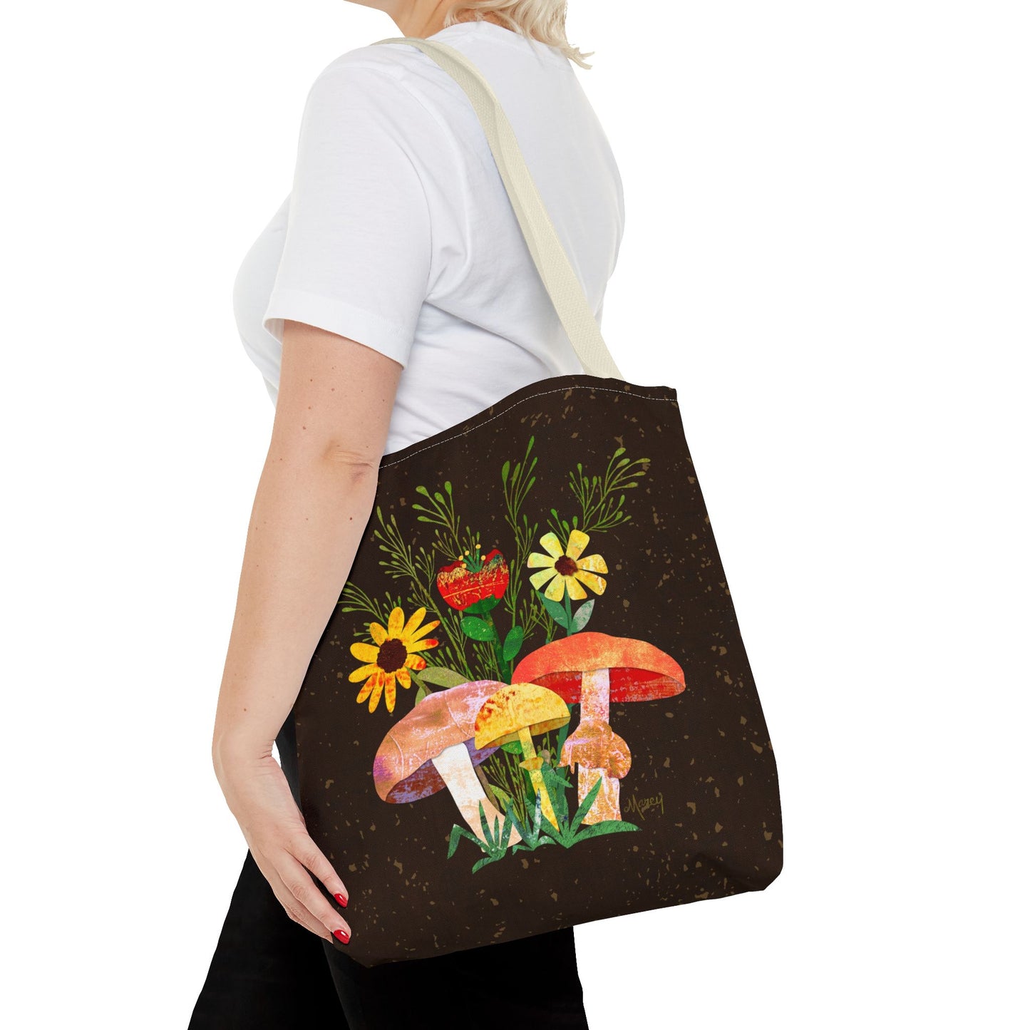 Shrooms n Fleurs Collage Tote Bag