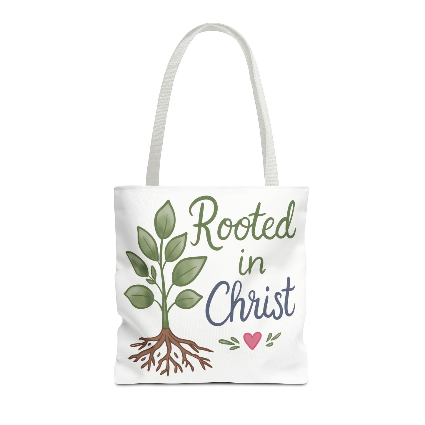 Rooted in Christ Tote Bag — Faith-Based Christian Shopper