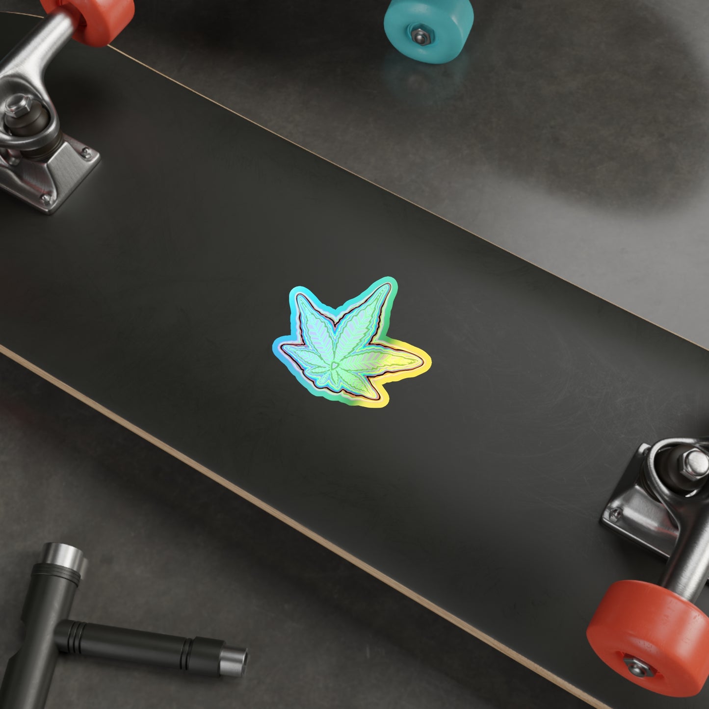 Holographic Colorful Cannabis Leaf Die-cut Stickers