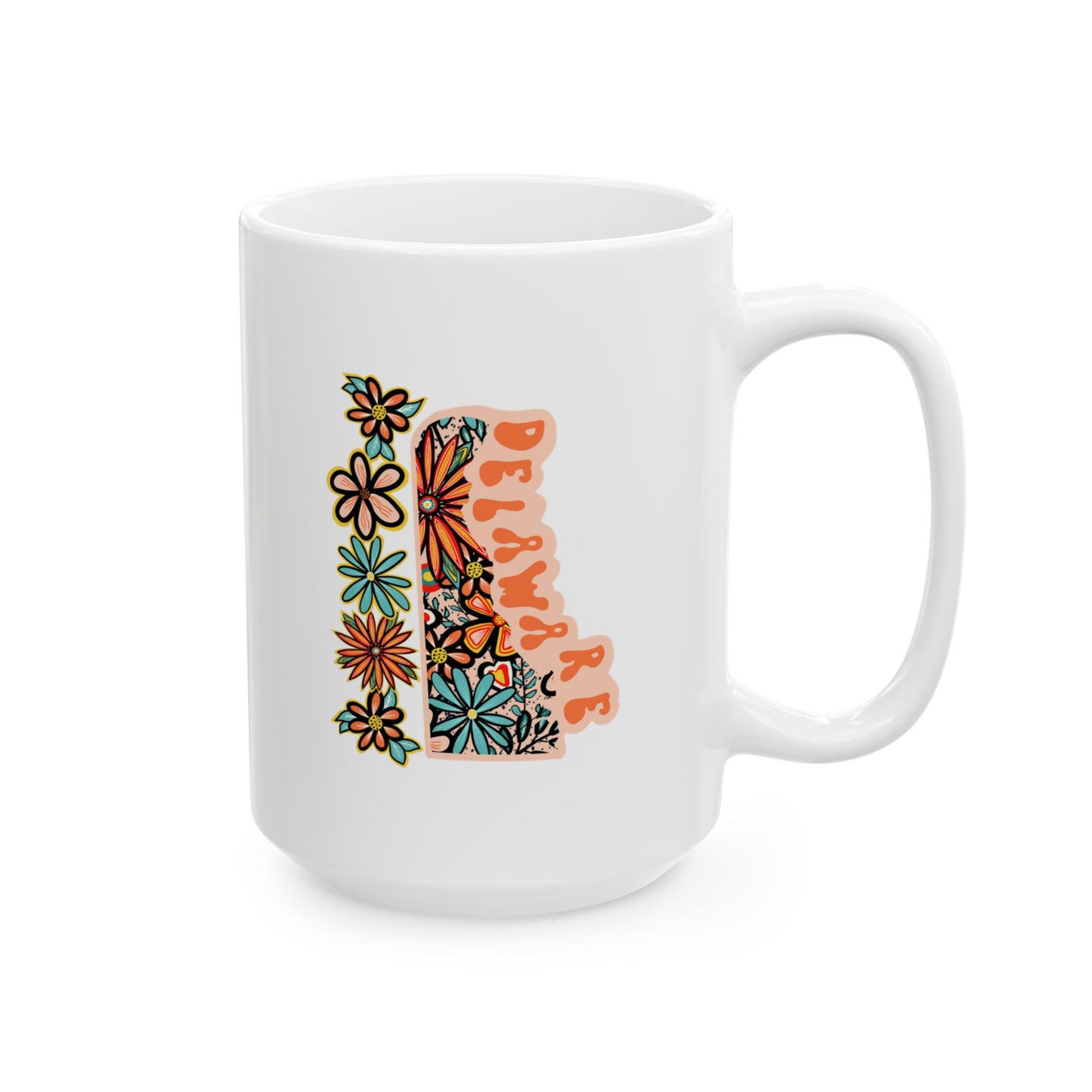 Retro 70s Flowers Delaware Ceramic Mug 11 oz and 15 oz