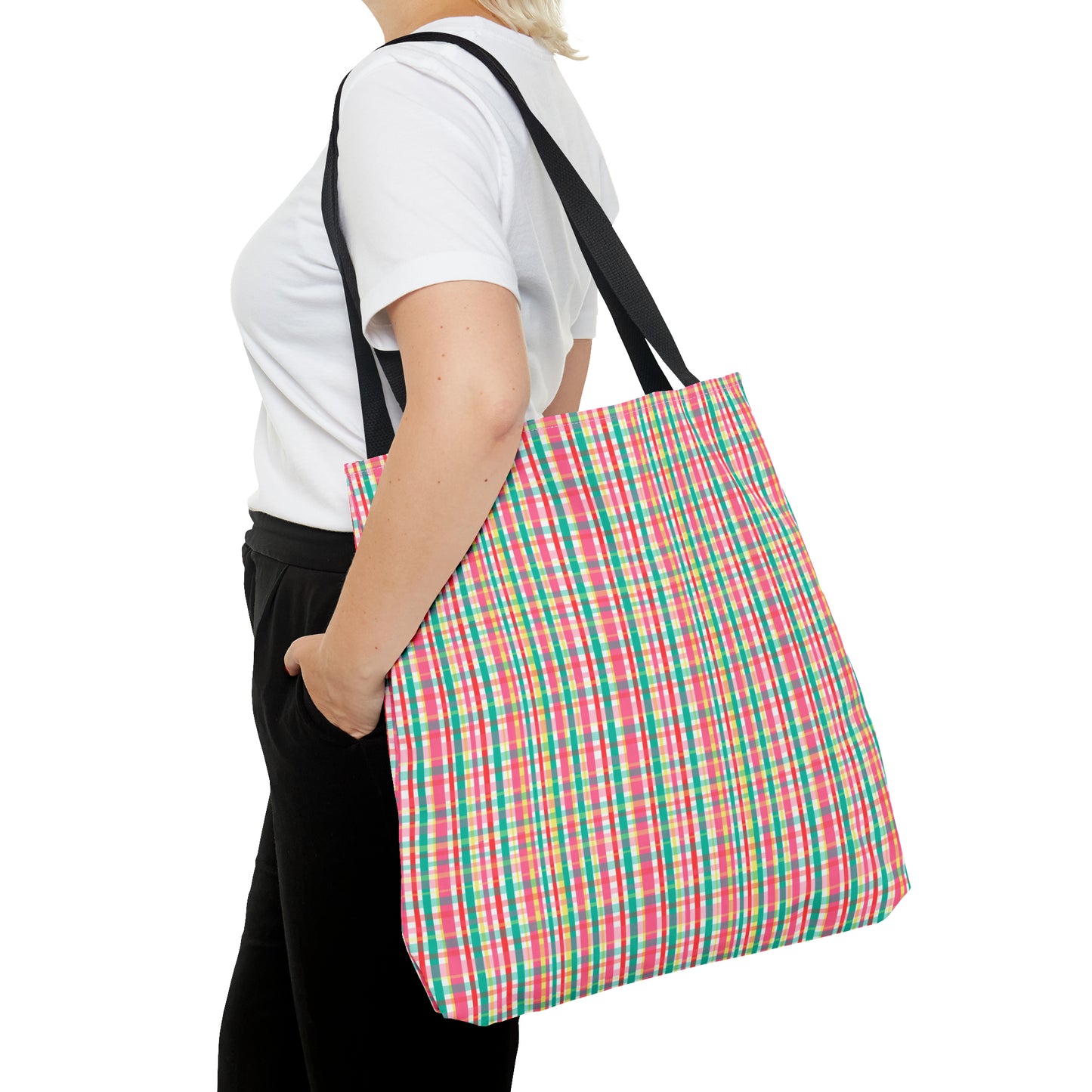 Hibiscus Garden Plaid Tote Bag