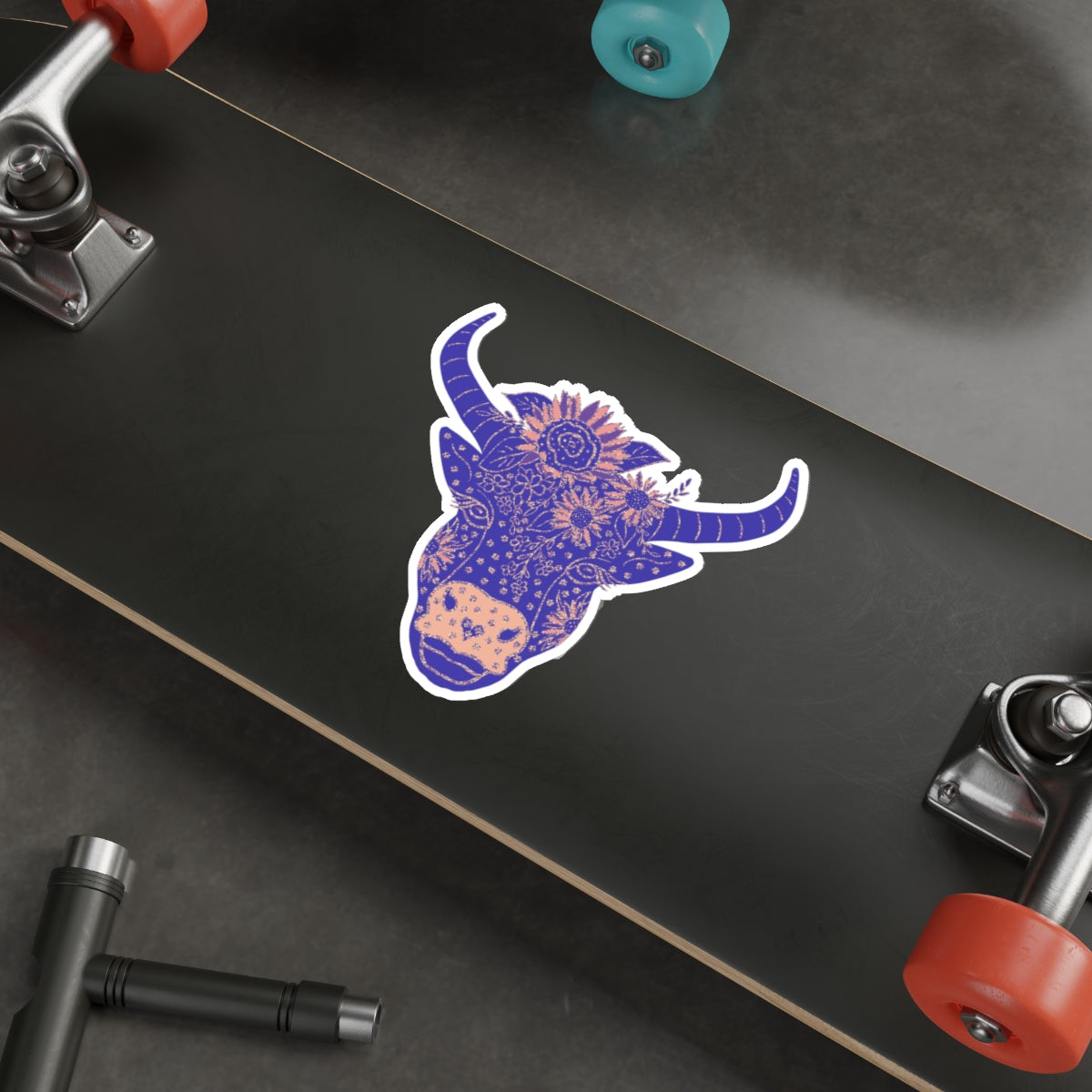 Floral Cow Teri Die-Cut Sticker