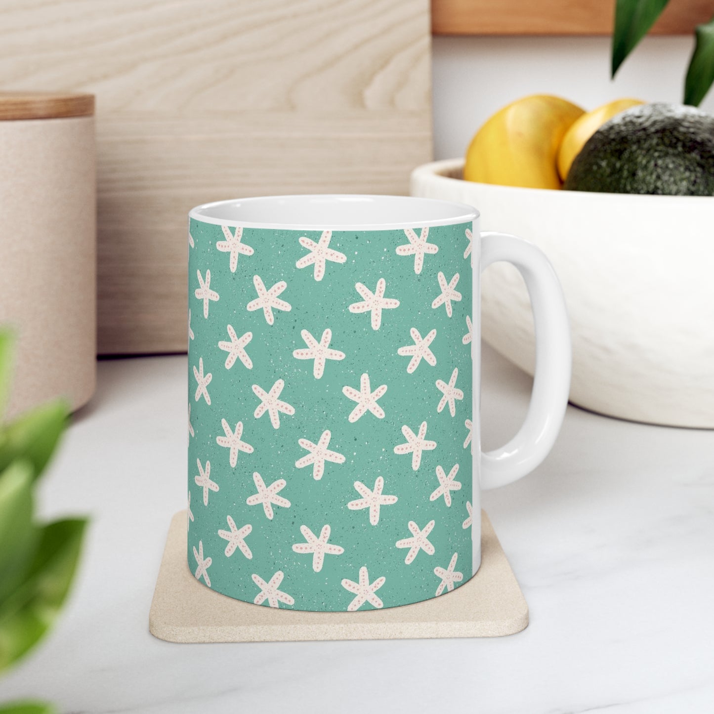 Starfish on Sea Green Ceramic Mug 11oz