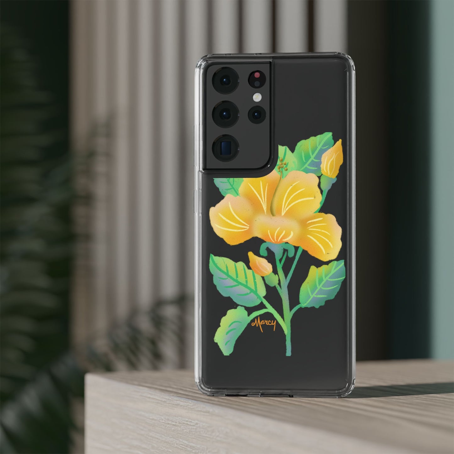 Yellow Hibiscus Blossom Clear Cases