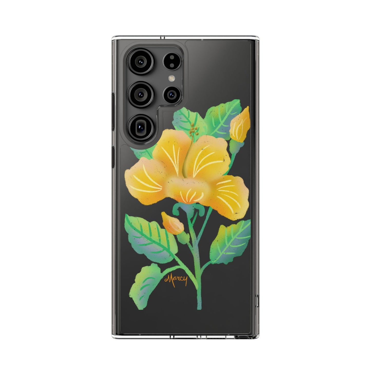 Yellow Hibiscus Blossom Clear Cases