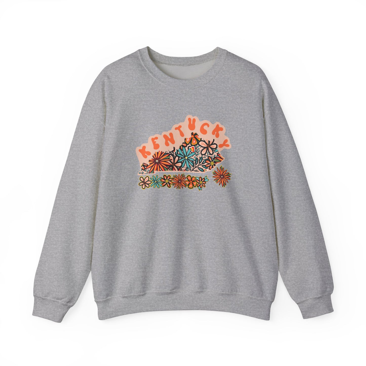 Retro 70s Flowers Kentucky State Design — Heavy Blend™ Crewneck Sweatshirt