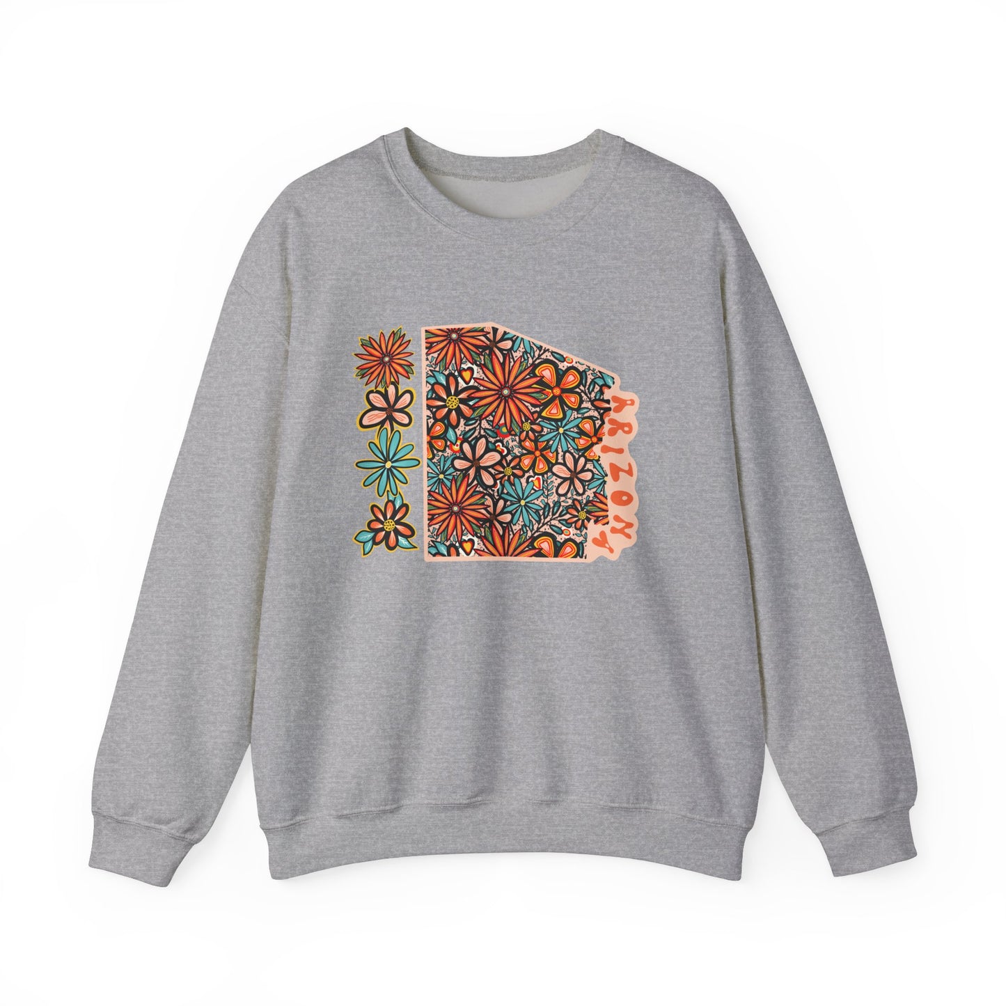 Retro 70s Flowers Arizona State Design — Heavy Blend™ Crewneck Sweatshirt