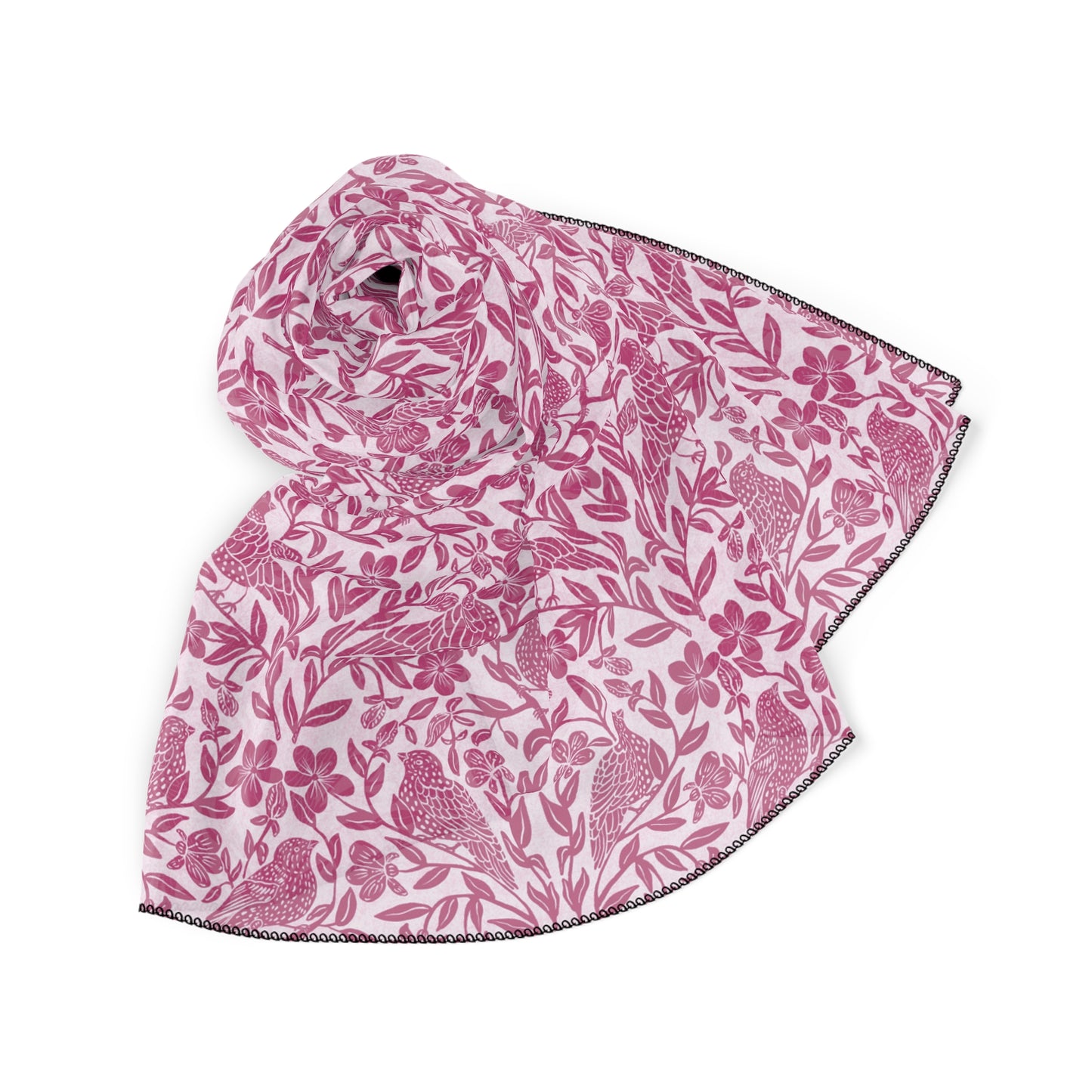 Bird Song & Blossoms — Botanical Print Poly Scarf