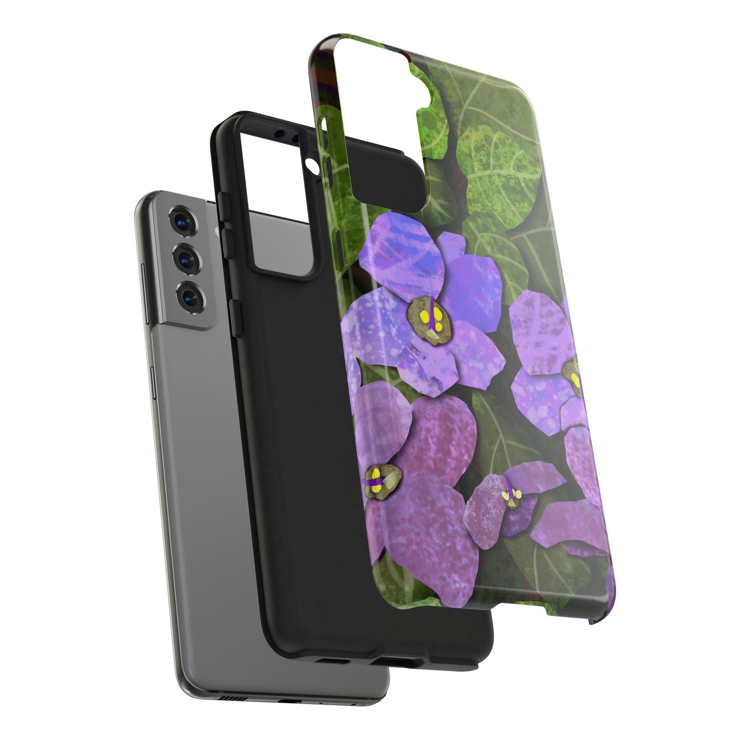 African Violets Collage Art Tough Phone Cases