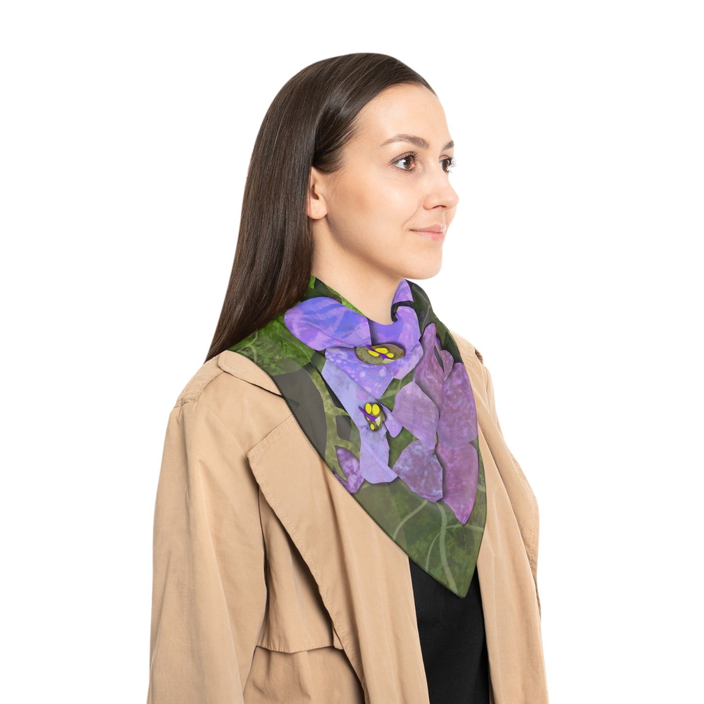 African Violets Collage Square Poly Scarf