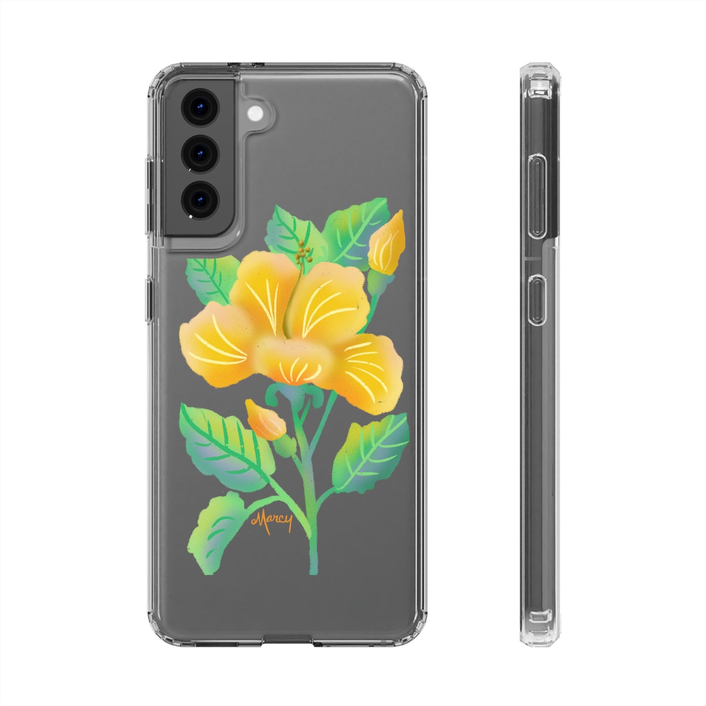 Yellow Hibiscus Blossom Clear Cases