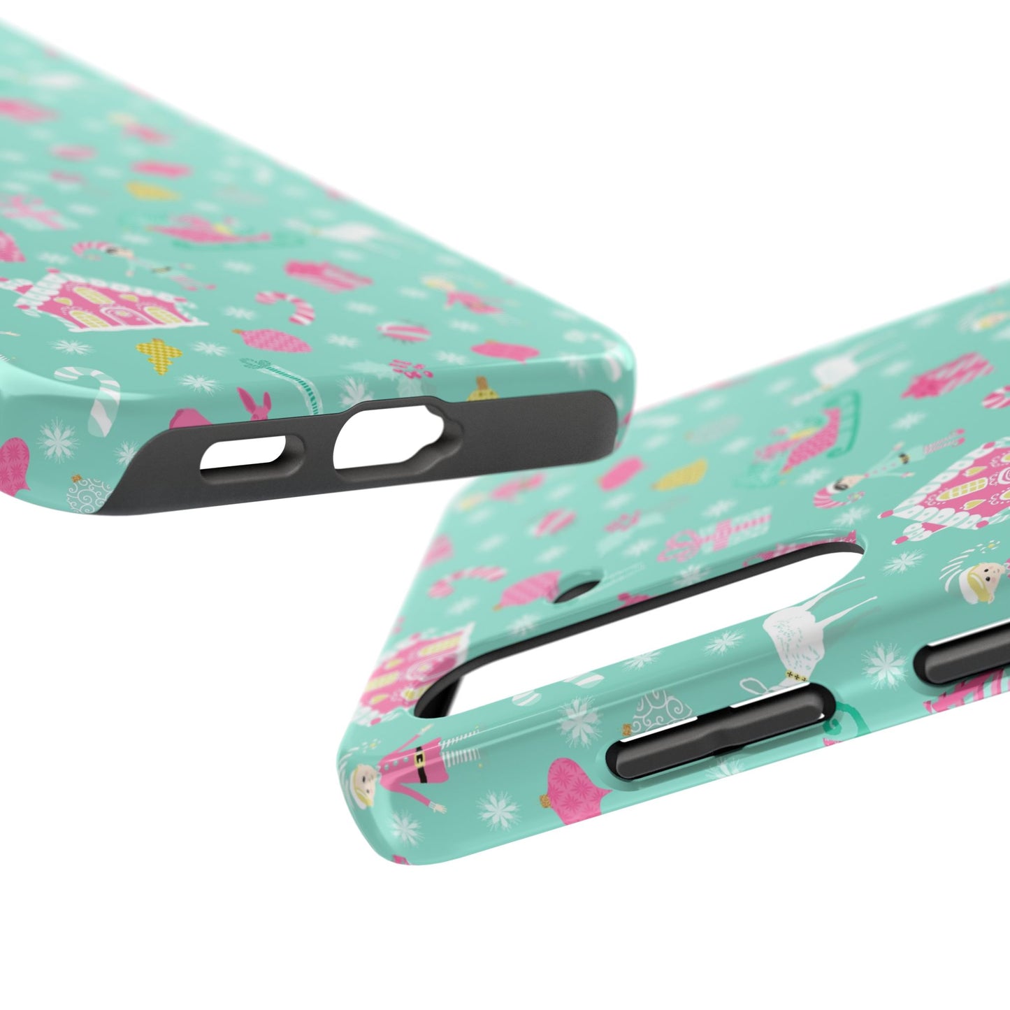 Pastel Christmas on Turquoise Tough Phone Cases