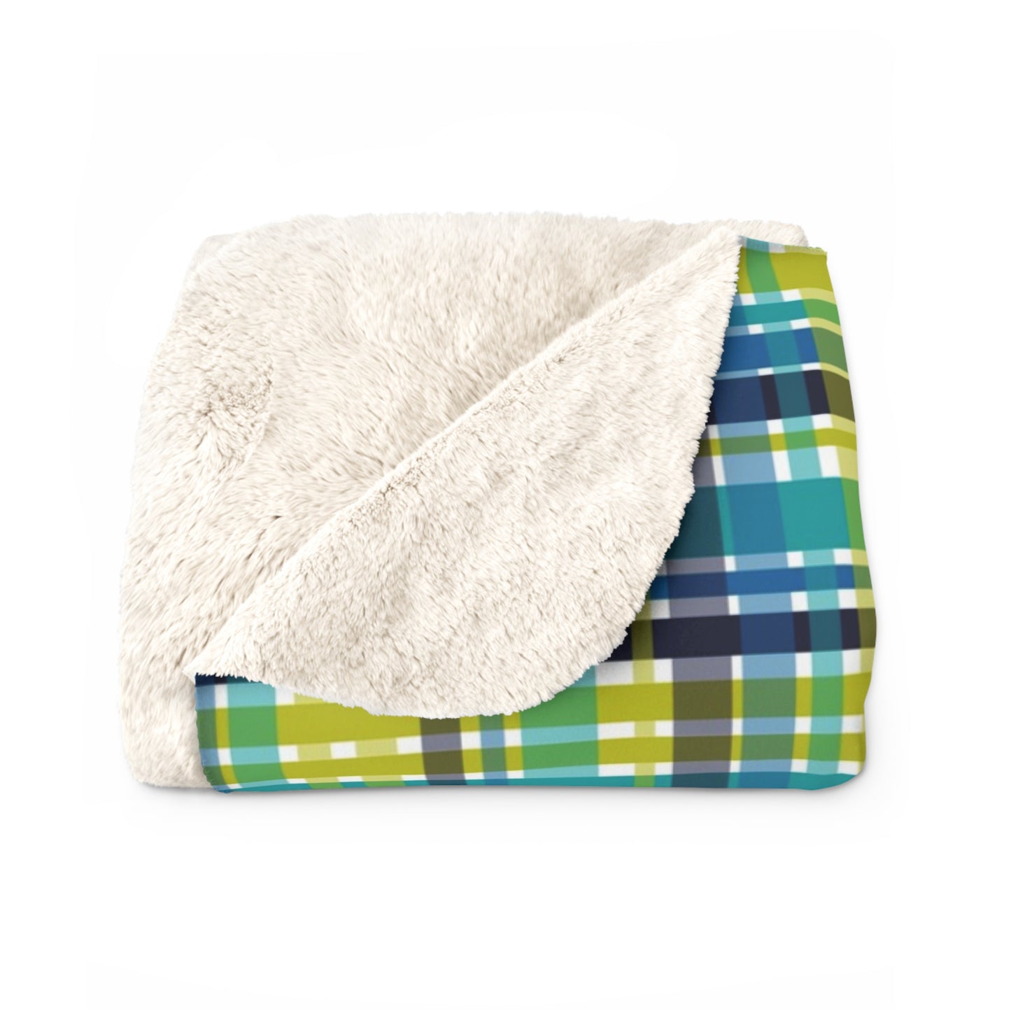 Boho Psychadelic Plaid Sherpa Fleece Blanket