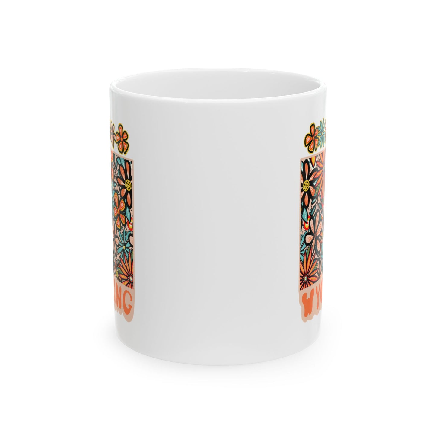 Retro 70s Flowers Wyoming Ceramic Mug 11 oz and 15 oz