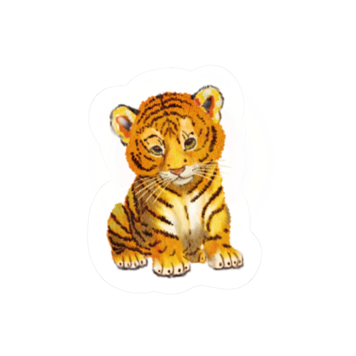 Tiger Cub Sticker — Cute Watercolor Baby Tiger Vinyl Decal for Laptops, Water Bottles & Journals