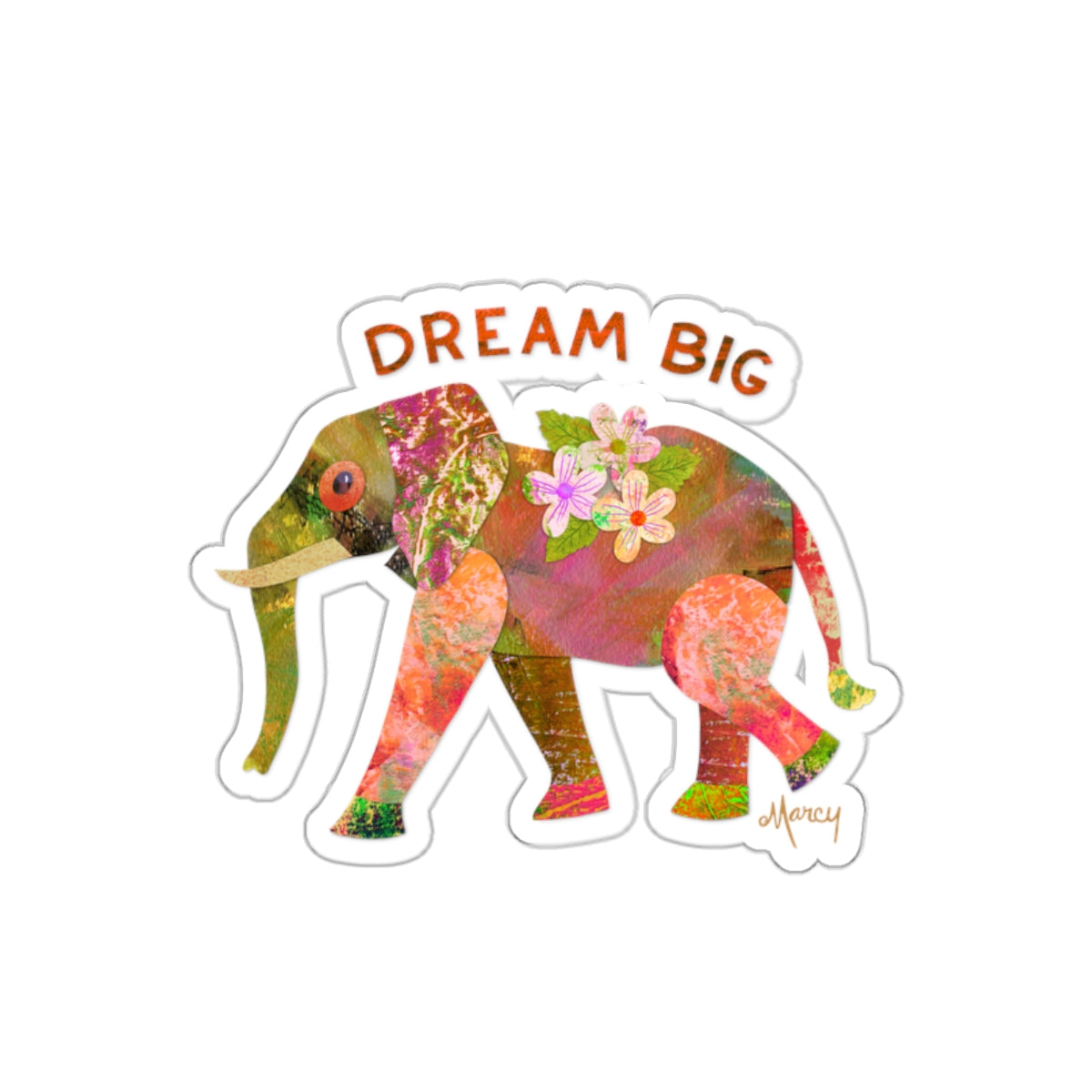 Dream Big Elephant Collage Die Cut Sticker