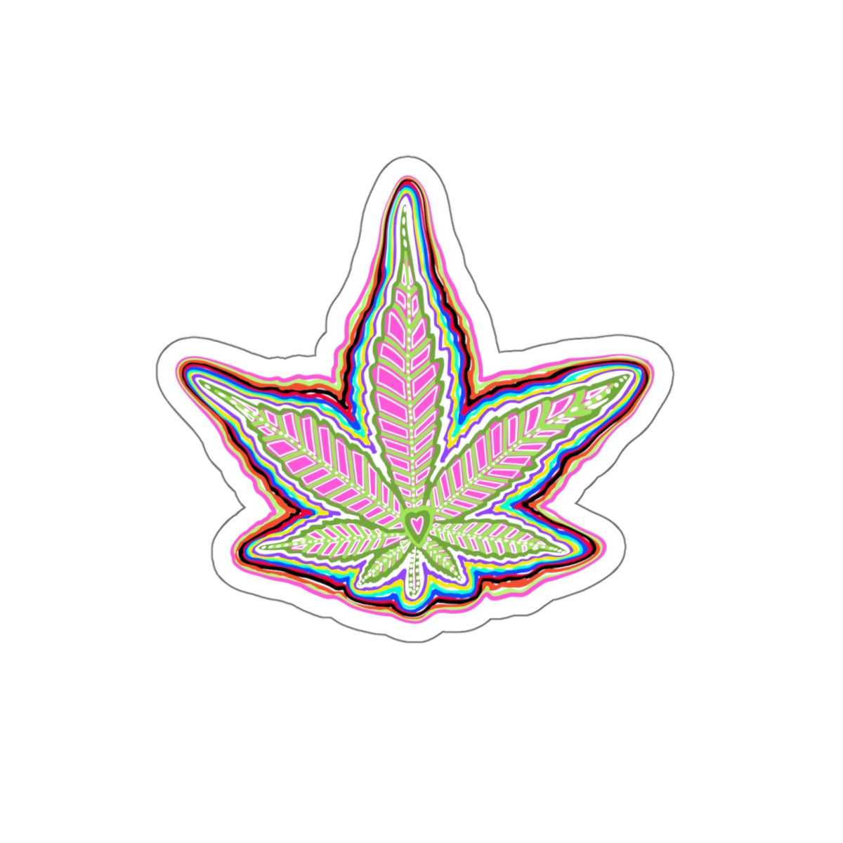 Colorful Cannabis Leaf Die Cut Sticker