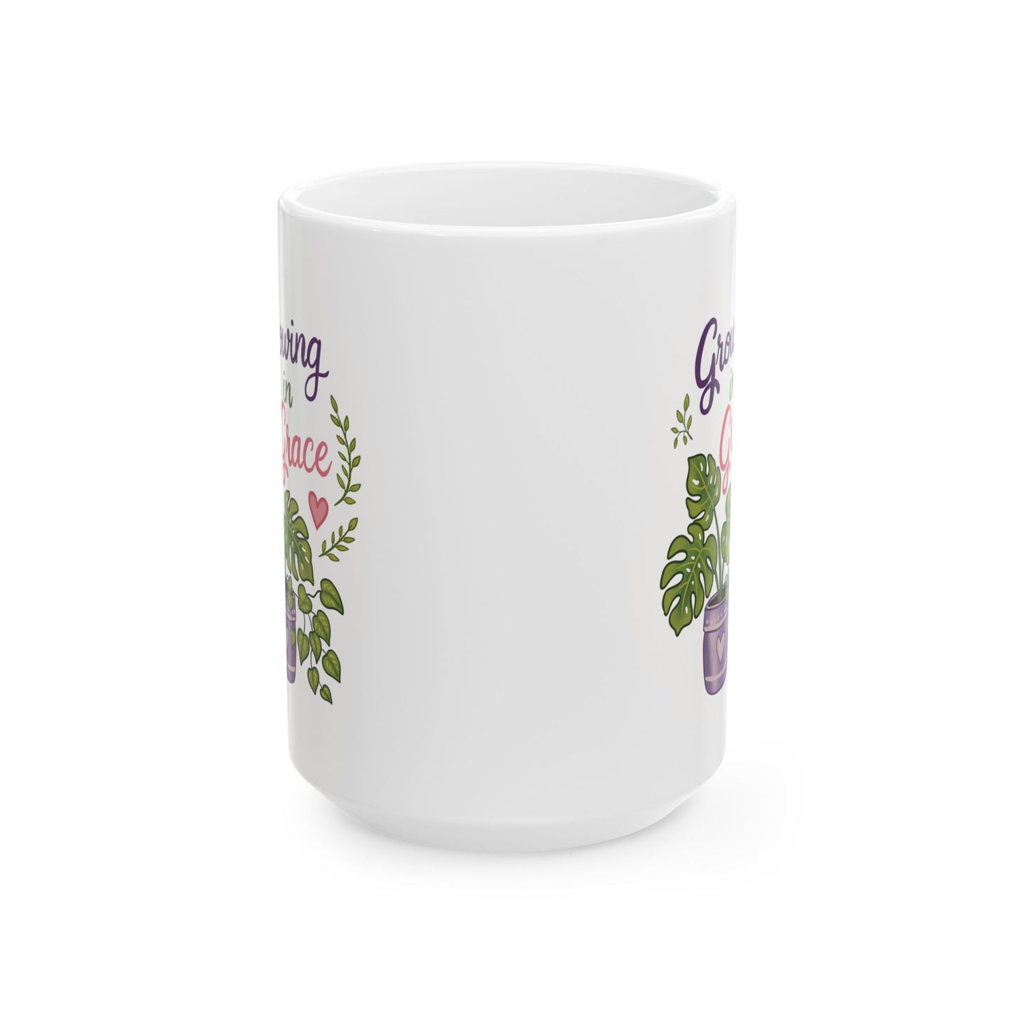 Plant Lover Ceramic Mug — 'Growing in Grace' Floral Houseplant Coffee Cup (11oz, 15oz)