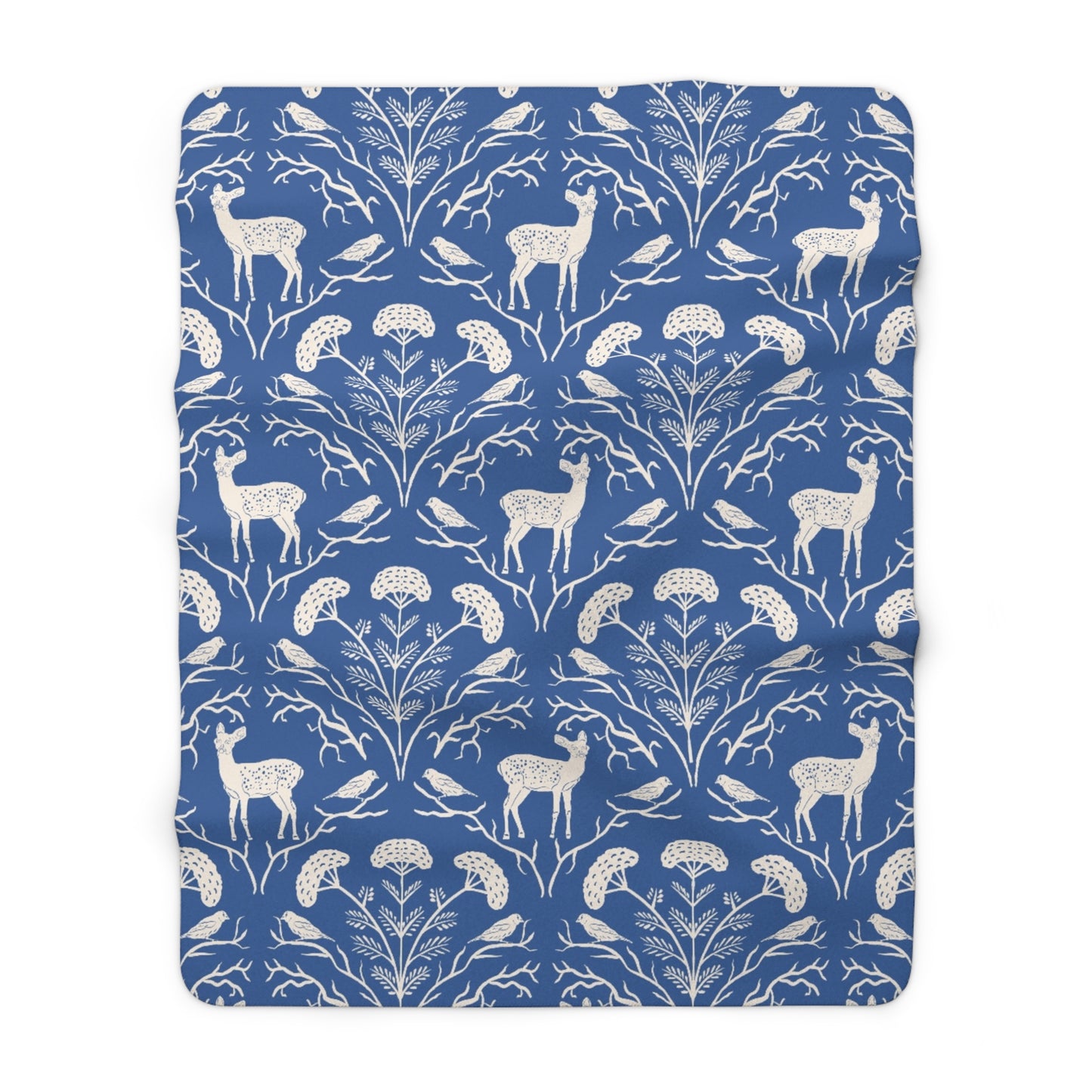 Appalachian Yarrow, Deer and Goldfinches Sherpa Fleece Blanket