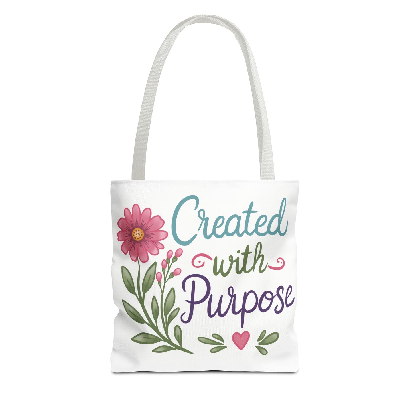 Created with Purpose Tote Bag — Floral Inspirational Canvas Tote